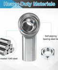 CF10 Rod End Bearing Five Eighths Inch Bore Right Hand 5/8-18 UNF Female Thread Jam Nut Built Tough Durable 1045 Steel Housing With Hardened Bearing Steel Ball Joint For Smooth, Flexible Motion In Mechanical Assemblies. 1045 steel rod end bearing with jam nut and self-aligning ball