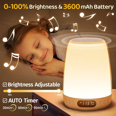 Smart App Controlled Night Light With Built In Sound Machine For Baby Nursery 48 RGB Colors 14 White Noise Sounds Bluetooth