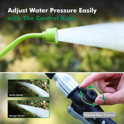 Heavy Duty Full Metal 24 Inch Watering Wand With Gentle Soft Shower Sprayer demonstrating adjustable water pressure features.