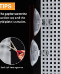 Close-up of Two Piece Transparent Aquarium Divider With Heavy Duty Suction Cups showing cutting tips for grid partition adjustment.