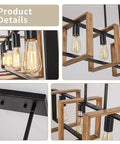 Rustic Black Metal And Wood Pendant Lights For Kitchen Island Four Light Farmhouse Dining Fixture Over Table E26 Hanging Light