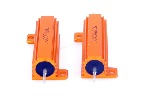 Ready To Rock Pro Grade 50 Watt 500 Ohm Wirewound Resistor With Tough As Nails Aluminum Shell Housing Pack Of Two Pieces on white background.