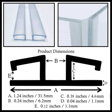 Clear PVC Piano Style Hinge 24 Inch No Screw Or Glue Required For Three Sixteenth Inch Material diagram and dimensions
