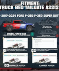 Ford Tailgate Assist Shock No-Drill Installation For 1999-2016 F-250 F-350 Super Duty diagram and fitment guide