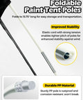 Foldable paint tent poles for portable spray booth tent with emphasis on stability and durable PP material