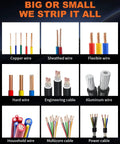 Various wire types for Drill Powered Wire Stripper For Scrap Copper Recycling And DIY, Adjustable 0.04 To 1 Inch Stripping Range, Dual Drive With Hand Crank.