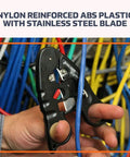 Person using Pro Grade Network Cable Cutter And Wire Stripper Tool For Ethernet And POE Cabling Cuts And Strips CAT3 To CAT6
