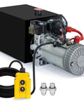 12V Electric Hydraulic Trailer Pump With 4 Quart Reservoir Double Acting Power Up Unit For Dump Trucks 3200 PSI Output Lift