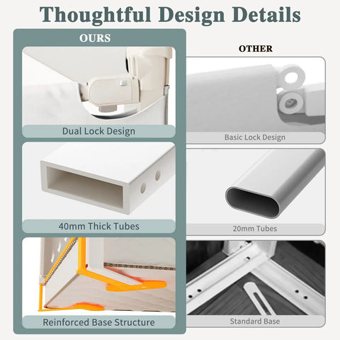 3 Piece Bed Rail Set For Toddlers That Fits King Size Beds With Seamless Fit And Double Lock Safety design comparison chart