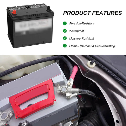 Hella Sturdy Twin Pack 4 Gauge Battery Cable 18 Inch Pure Copper Power Inverter Wire installed on a car battery.