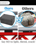 Comparison of Shop Grade Nylon Reinforced Rubber Lift Blocks versus cracked alternative; demonstrating 8000 Lb chassis support.