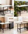 Heavy Duty Table Legs With 360 Degree Swivel Casters For Office Furniture Stand Featuring Lock In Place Brakes in various room settings.