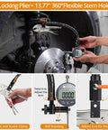 Pro Grade Disc Brake Rotor Gauge Dial Indicator With 1 Inch And 0.0005 Inch Digital Runout Ball Joint Runout Tool 360 Degree Flexible Arm Tight Grip Locking Vise for automotive use