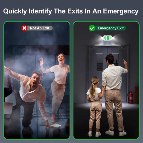 Emergency lights show clear exits during blackouts with Heavy Duty LED Exit Sign And Emergency Light Combo Built Damn Tough.
