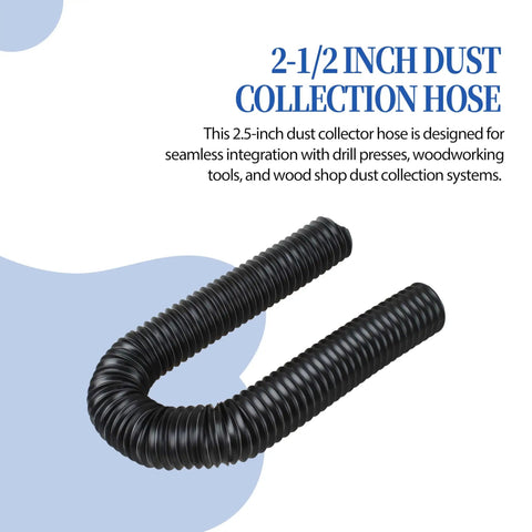 2 1/2 Inch Flexible Dust Collection Hose For Drill Press And Woodworking Tools, 36 Inch Length, 2.5 Inch Port, coiled view.
