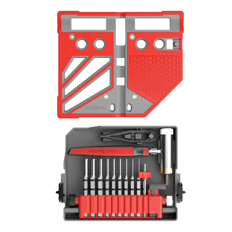 Master Bench Block Pro Kit Non Marring Armorers Block with hammer, four interchangeable heads, standard and roll pin punches.