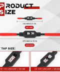 Built Tough Pair Of Adjustable Tap Wrenches With Smooth As Butter Ratcheting Handles Plus Preoiled Protection For Quick Automotive Thread Repair And Efficiency Up To M20, showcasing sizes M1-M8 and M5-M20.