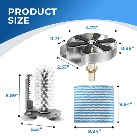 Glass Rinser For Kitchen Sink Stainless Steel Cup Washer Bottle Cleaner dimensions and components details