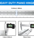 Rock Solid 2 Pack 10 Inch Piano Hinge 3 Inch Open Width Premium Stainless Steel Continuous Hinges detailed measurement.