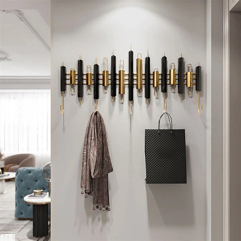 Slay Your Entryway With These Heavy Duty Metal Coat Hooks Wall Mounted For Living Room Bedroom Bathroom Closets Creative Multi Hook Design To Hang Coats Hats Purses Backpacks Space Saving Light Luxury That Slaps, featuring five hooks on a stylish wall mount.