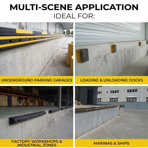 Multi-scene application of Heavy Duty Rubber Wall Bumpers For Loading Docks With A Badass Impact Resistant Base.