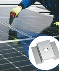 Installation of 50 Pcs Aluminum Solar Panel Mid Clamps 1.06 Inch For Roof Mounts, Silver Bulk Kit on solar panels.