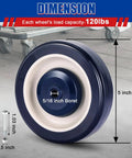 8 Pack 5 Inch TPU Silent Shopping Cart Wheels Kit With Dual Ball Bearings For Grocery Carts Blue Replacement Casters