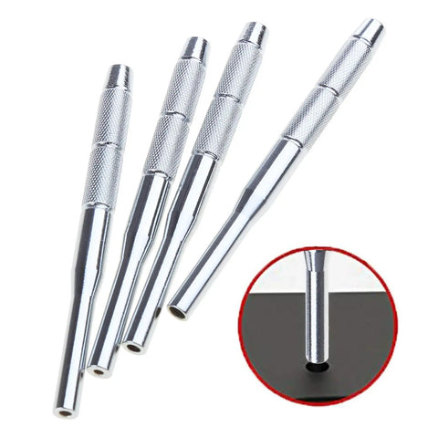 Pro Grade Stainless Steel Hollow End Roll Pin Starter Kit Set with 4 tools for easy pin insertion and prevent slippage