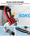 10 Foot MC4 To XT60 Solar Charge Cable With 12AWG Pure Copper Conductors showing tensile strength test on 50KG load.