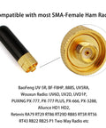 Compact Dual Band Ham Radio Short Antenna SMA Female Connector For VHF UHF Use 5 Cm Length gold base shown