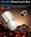 CR-MO steel wheel lock key for Toyota vehicles on a fiery background, part of the Wheel Lock Removal Kit With A J Wheel Lock Key