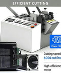 Heavy Duty Automatic Flexible Conduit And Heat Shrink Tube Cutter For Efficient Desktop Cable Processing with control panel and motor.