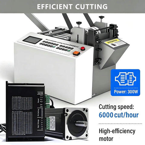 Heavy Duty Automatic Flexible Conduit And Heat Shrink Tube Cutter For Efficient Desktop Cable Processing with control panel and motor.