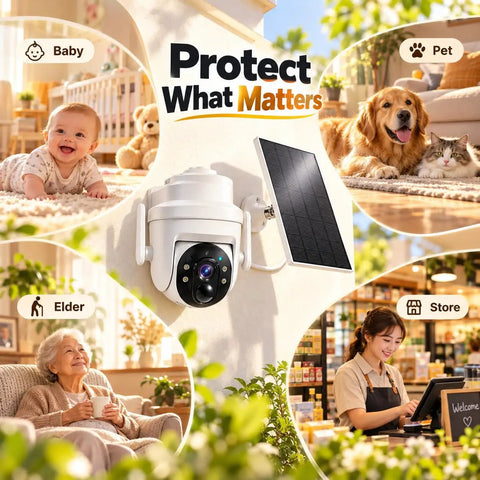 Sleek Solar Powered Security Camera For Outdoor Home Surveillance Featuring Hella Clear 3Mp Video And Smooth Pan Tilt Operation.