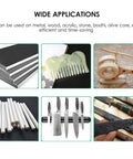 Wide applications of Mini Belt Sander Electric Polishing Machine For Metalworking And Wood shown with diverse materials like metal, wood, acrylic.