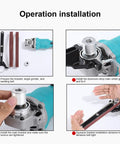 Heavy Duty Angle Grinder Belt Sander Adapter installation steps with aluminum alloy and sanding belt for smooth operation.