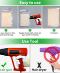 Instructions for using Two Hundred Piece Pack Of Slick Clear Heat Shrink Wrap Bags with steps and tools shown for crafting.