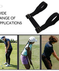 Must Have Golf Swing Trainer Arm Band For Correct Swing Technique shown with golfers practicing on the range.