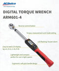 Dual Drive Digital Torque Wrench Combo Kit showing ARM601-4 model with LED display and ergonomic handle.