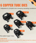 6 compatible copper tube dies for Heavy Duty 18V Electric Pipe Crimping Tool For Half To Two Inch Copper Lines.