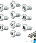 Rock Solid 10 Pack Stainless Steel Mounting Screws For Google Nest Cam Floodlight, durable fasteners arranged in a 3x3 layout.