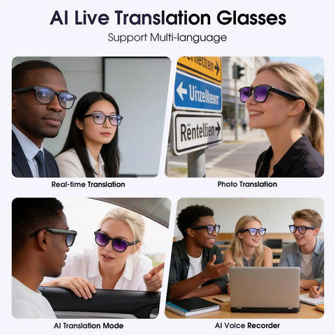 4K Video Glasses With 8MP Camera For Vlog Travel And Work On The Go with AI live translation features and hands-free capabilities