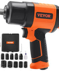 Half Inch Air Impact Wrench With 1400 Ft-Lbs Torque, Ultra Lightweight 4.6 Lbs, Twin Hammer Beast Power, 11-Piece Socket Set