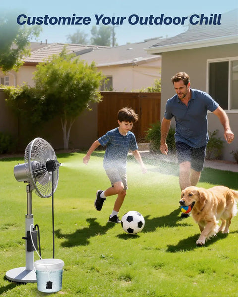 Portable Magnetic Misting System With 6000mAh Battery And Built In Water Pump For Outdoor Cooling No Hose Needed with fan