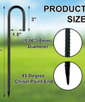 Product diagram with measurements for 16 Pack 12 Inch J Hook Ground Stakes Heavy Duty Steel Anchors For Tents Fences Trampolines And Outdoor Decor Windproof Lawn Stakes To Keep Your Outdoor Setup Secure And Solid