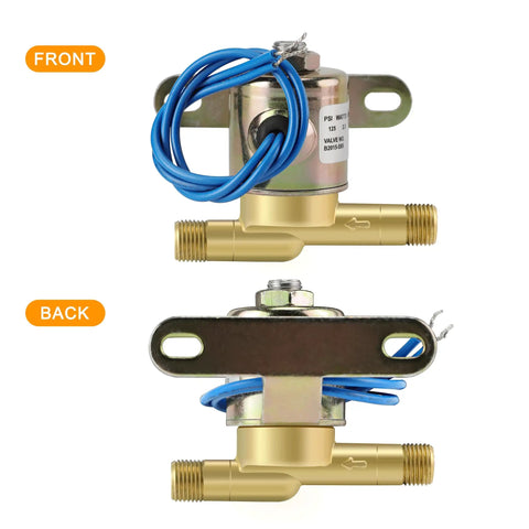 Front and back view of 4040 Humidifier Water Solenoid Valve Replacement for Aprilaire Models 220 224 400 500 600 700 Series