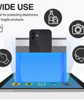 Blue Large Bubble Mailers 12x16 Inch 25 Pack Usable 12x15 Inch Self Seal Padded Envelopes with phone on tablet