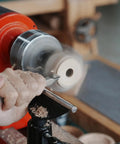NCK Series Quick Change Woodturning Lathe Jaws For Pipe And Spoon Making in action, demonstrating precision crafting.