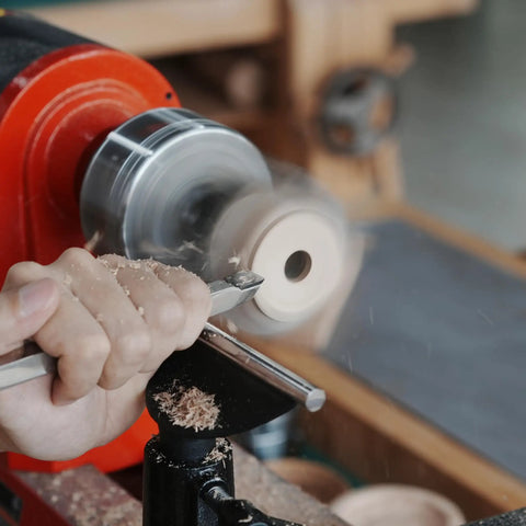 NCK Series Quick Change Woodturning Lathe Jaws For Pipe And Spoon Making in action, demonstrating precision crafting.
