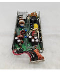 Beefy Switching Power Supply MPU150-3300S214 3.3V 35A 5V 20A With Porous Metal Case And Cooling Fan Low Noise Wide Input Range Stable Output Rugged Heat Dissipation For Industrial Electronics And DIY Projects. Open metal case with circuit board, coils, capacitors, and wire connector.